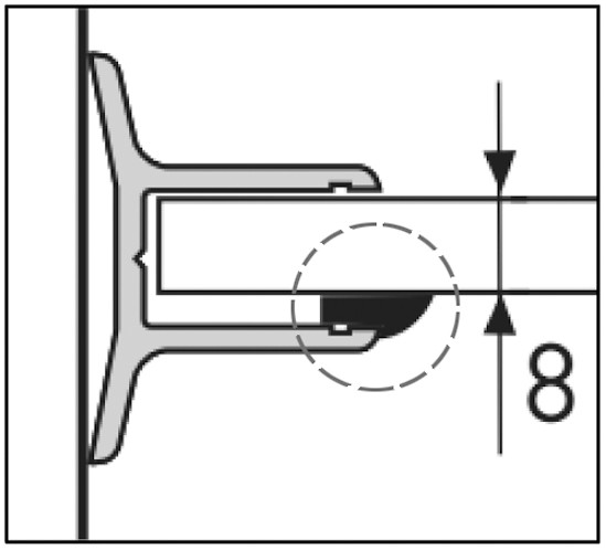 Aqua Guarnizione in gomma per vetrate fisse per 8 mm