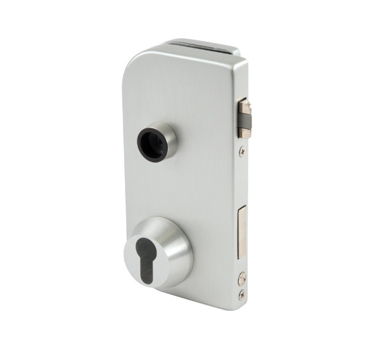 Glass Door Lock Olis DIN left Profile cylinder with rose