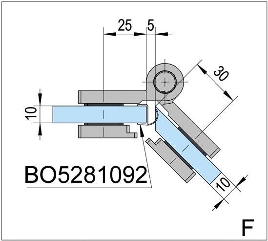 Shower Door Hinge Arta with Rise and fall mechanism glass/glass 135° opens outwards