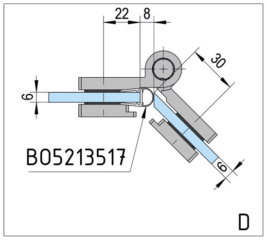 Shower Door Hinge Arta with Rise and fall mechanism glass/glass 135° opens outwards