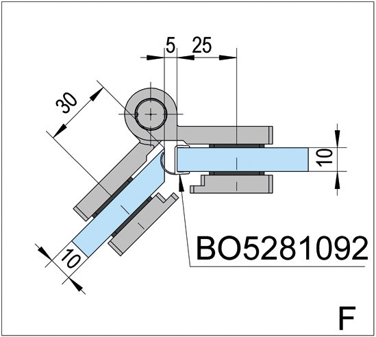 Shower Door Hinge Arta with Rise and fall mechanism glass/glass 135° opens outwards