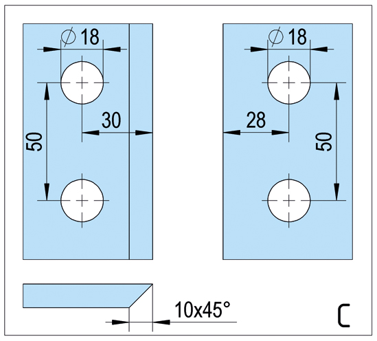 Shower Door Hinge Arta with Rise and fall mechanism glass/glass 135° opens outwards