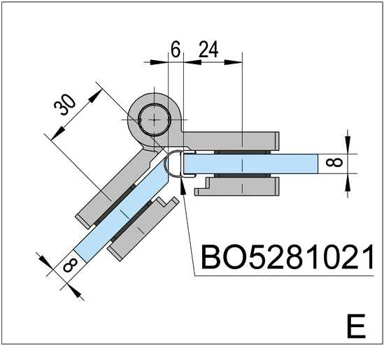 Shower Door Hinge Arta with Rise and fall mechanism glass/glass 135° opens outwards