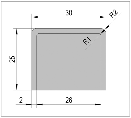 End Cap for Handrail angular 1-3/16" (30 x 25 mm)