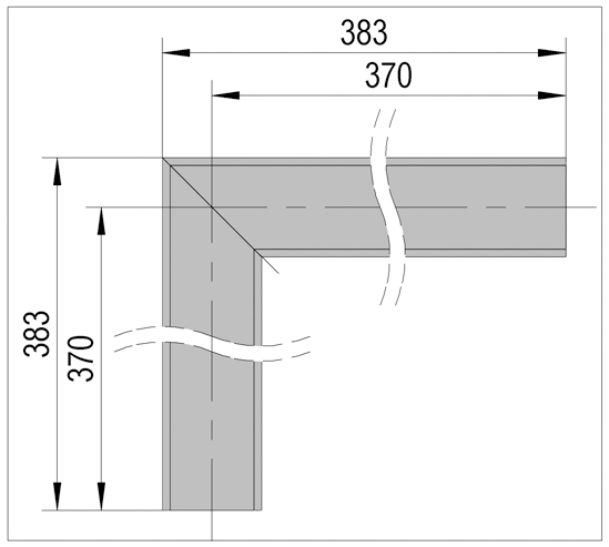Corner Clamp 90° for Handrail angular 1 x 13/16" (26 x 20 mm)