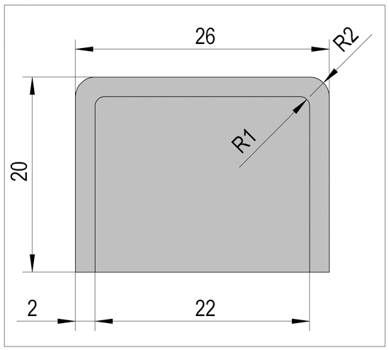 End Cap for Handrail angular 1 x 13/16" (26 x 20 mm)