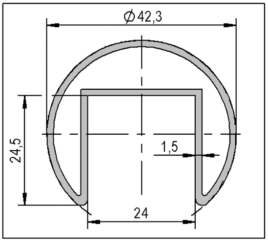 Handrail round ø 42,4 mm