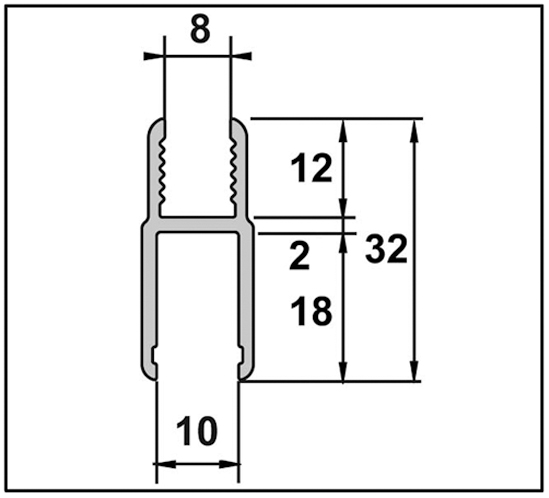Aqua Tussenprofiel voor deuraansluiting voor 8 mm